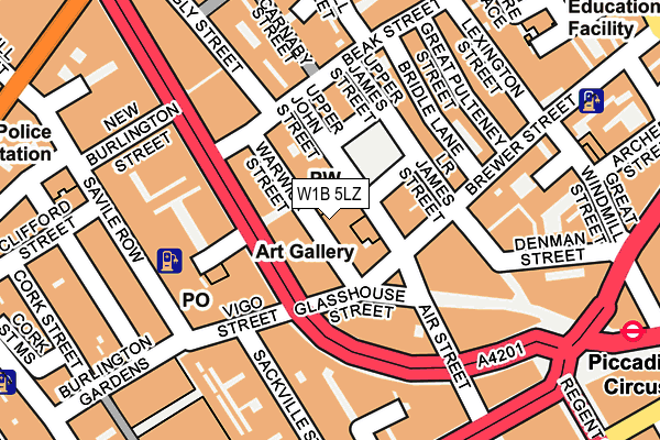 W1B 5LZ map - OS OpenMap – Local (Ordnance Survey)