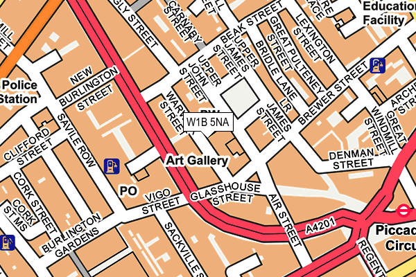 W1B 5NA map - OS OpenMap – Local (Ordnance Survey)