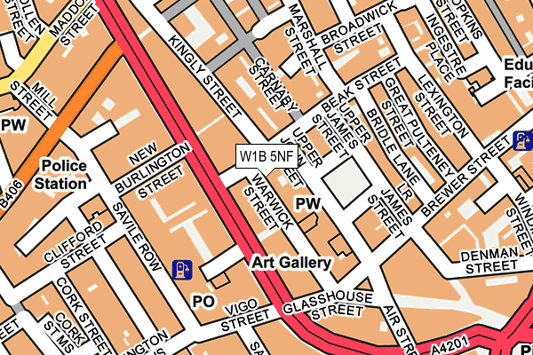 W1B 5NF map - OS OpenMap – Local (Ordnance Survey)