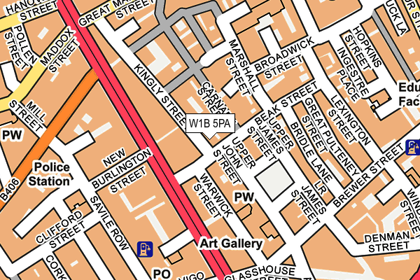 W1B 5PA map - OS OpenMap – Local (Ordnance Survey)