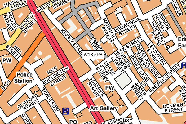 W1B 5PB map - OS OpenMap – Local (Ordnance Survey)