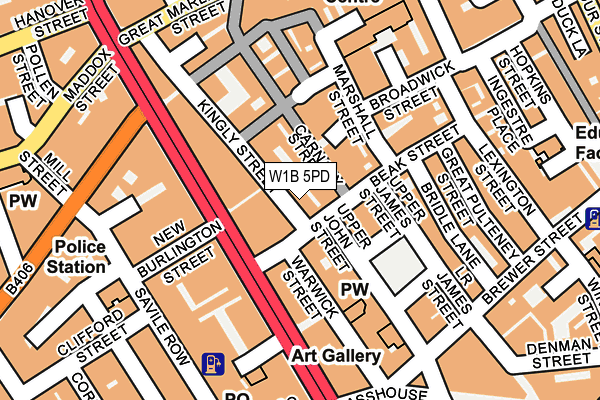 W1B 5PD map - OS OpenMap – Local (Ordnance Survey)