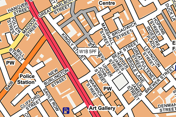 W1B 5PF map - OS OpenMap – Local (Ordnance Survey)