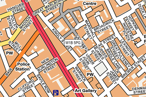 W1B 5PG map - OS OpenMap – Local (Ordnance Survey)