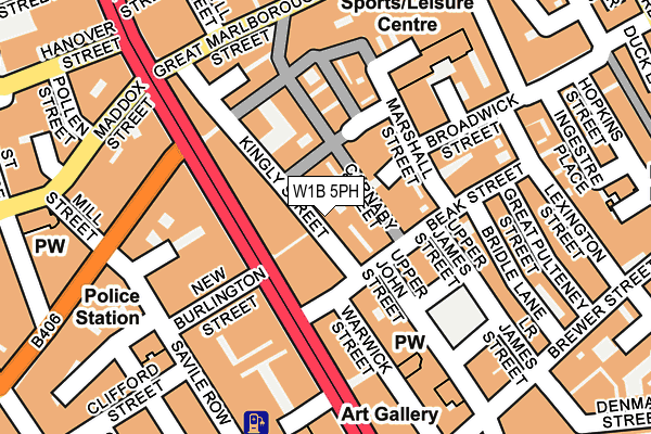 W1B 5PH map - OS OpenMap – Local (Ordnance Survey)