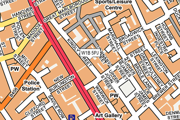 W1B 5PJ map - OS OpenMap – Local (Ordnance Survey)