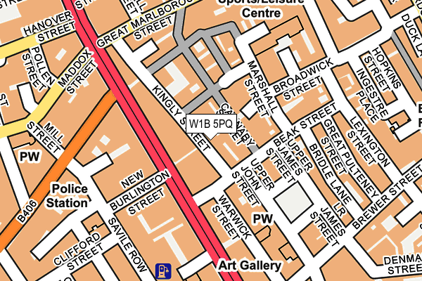 W1B 5PQ map - OS OpenMap – Local (Ordnance Survey)