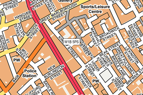 W1B 5PS map - OS OpenMap – Local (Ordnance Survey)