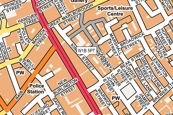 W1B 5PT map - OS OpenMap – Local (Ordnance Survey)