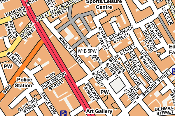 W1B 5PW map - OS OpenMap – Local (Ordnance Survey)