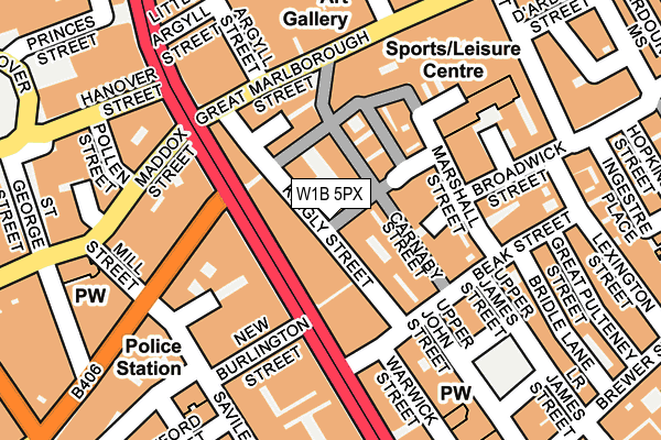 W1B 5PX map - OS OpenMap – Local (Ordnance Survey)