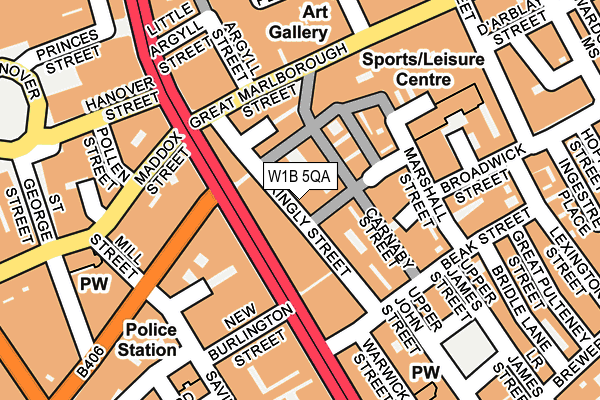 W1B 5QA map - OS OpenMap – Local (Ordnance Survey)