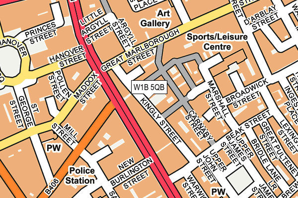 W1B 5QB map - OS OpenMap – Local (Ordnance Survey)