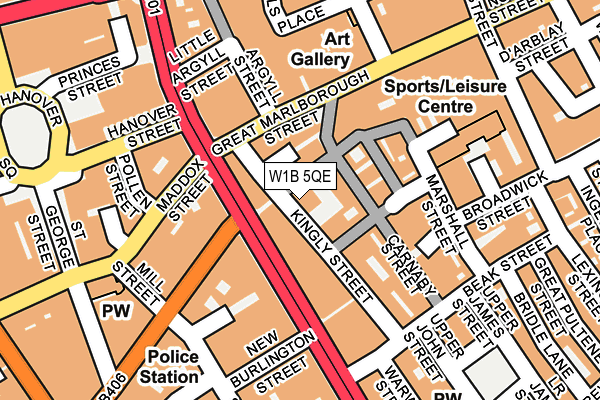 W1B 5QE map - OS OpenMap – Local (Ordnance Survey)