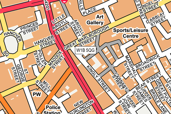 W1B 5QG map - OS OpenMap – Local (Ordnance Survey)