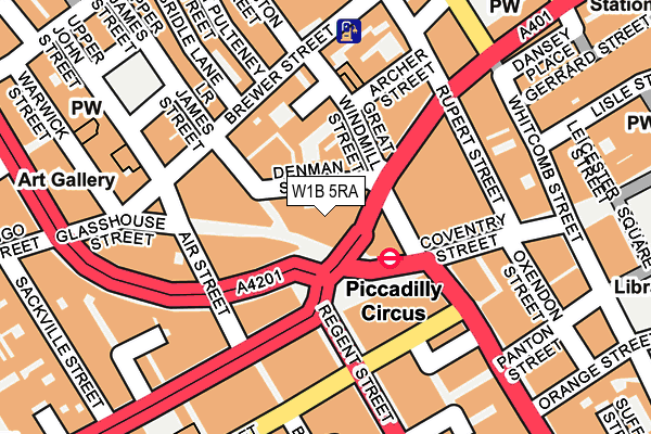 W1B 5RA map - OS OpenMap – Local (Ordnance Survey)