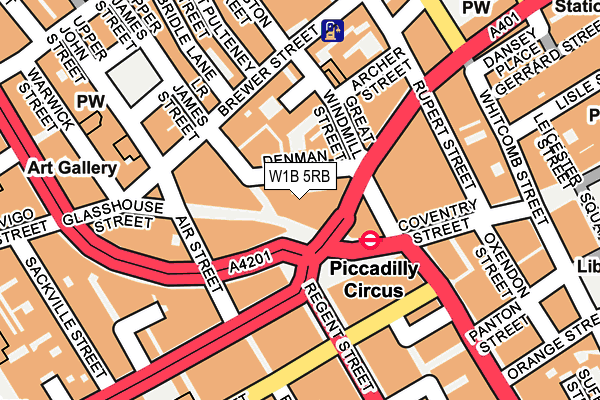 W1B 5RB map - OS OpenMap – Local (Ordnance Survey)