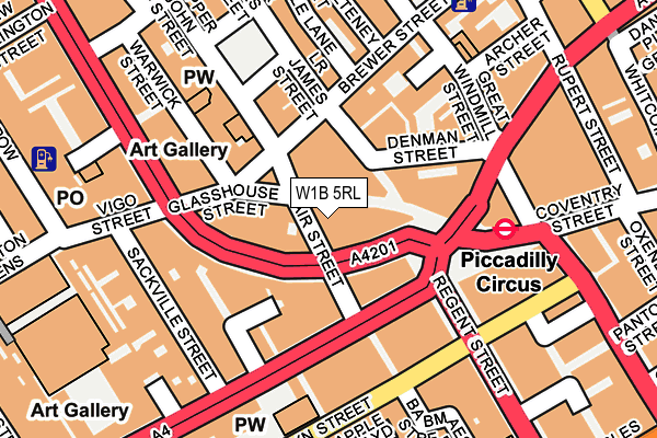 W1B 5RL map - OS OpenMap – Local (Ordnance Survey)