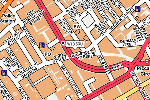 W1B 5RU map - OS OpenMap – Local (Ordnance Survey)