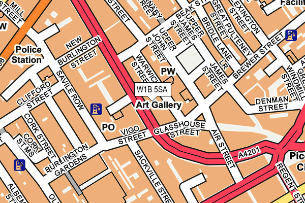 W1B 5SA map - OS OpenMap – Local (Ordnance Survey)