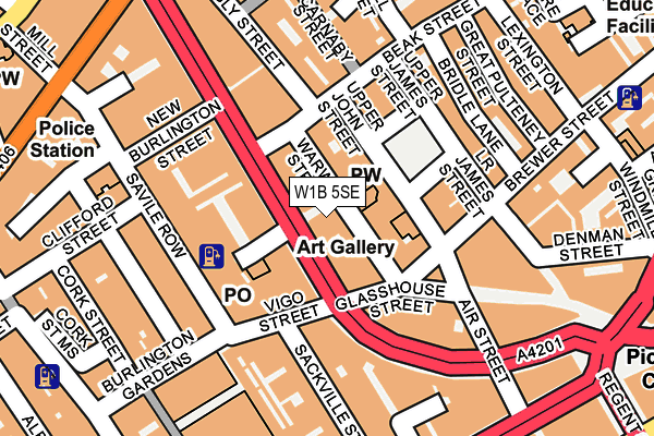 W1B 5SE map - OS OpenMap – Local (Ordnance Survey)