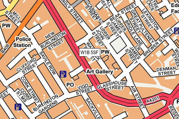 W1B 5SF map - OS OpenMap – Local (Ordnance Survey)