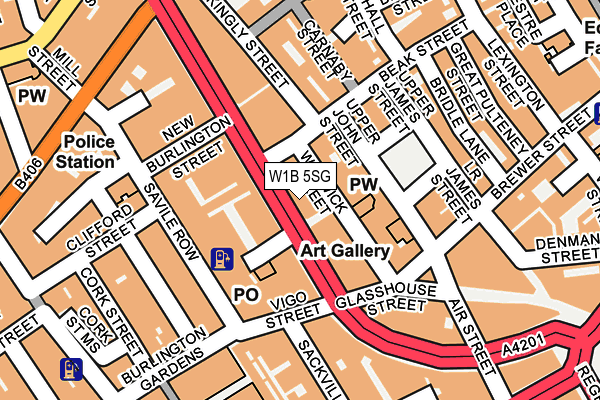 W1B 5SG map - OS OpenMap – Local (Ordnance Survey)