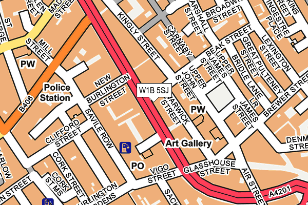 W1B 5SJ map - OS OpenMap – Local (Ordnance Survey)