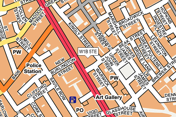 W1B 5TE map - OS OpenMap – Local (Ordnance Survey)