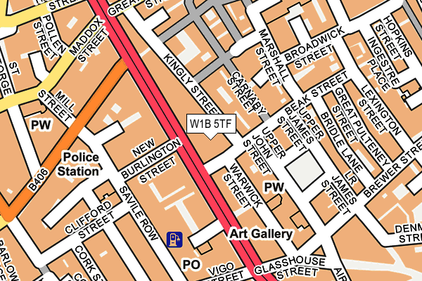 W1B 5TF map - OS OpenMap – Local (Ordnance Survey)