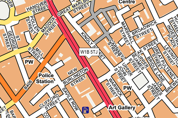W1B 5TJ map - OS OpenMap – Local (Ordnance Survey)