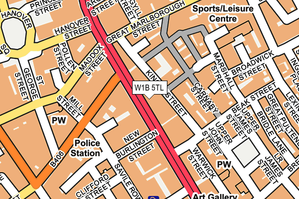 W1B 5TL map - OS OpenMap – Local (Ordnance Survey)