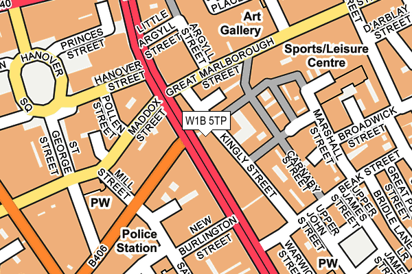 W1B 5TP map - OS OpenMap – Local (Ordnance Survey)