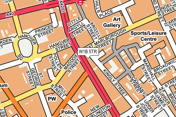 W1B 5TR map - OS OpenMap – Local (Ordnance Survey)