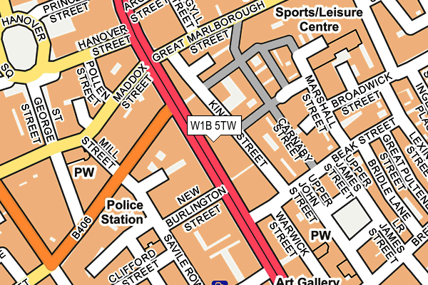 W1B 5TW map - OS OpenMap – Local (Ordnance Survey)