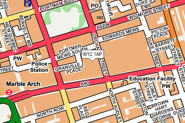 W1C 1AP map - OS OpenMap – Local (Ordnance Survey)