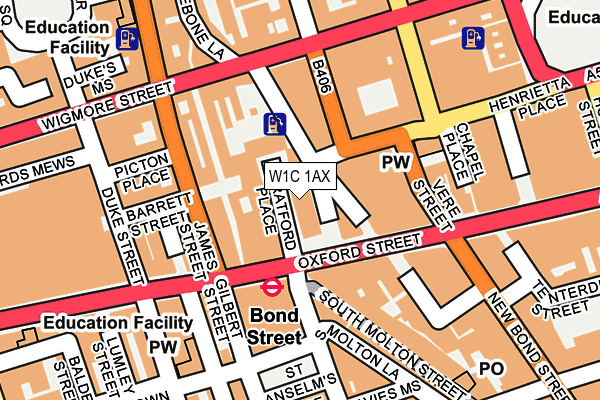 W1C 1AX map - OS OpenMap – Local (Ordnance Survey)