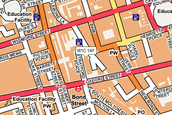 W1C 1AY map - OS OpenMap – Local (Ordnance Survey)