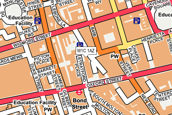 W1C 1AZ map - OS OpenMap – Local (Ordnance Survey)