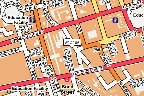 W1C 1BA map - OS OpenMap – Local (Ordnance Survey)