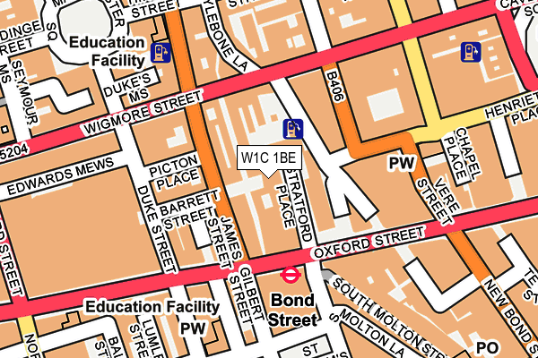 W1C 1BE map - OS OpenMap – Local (Ordnance Survey)