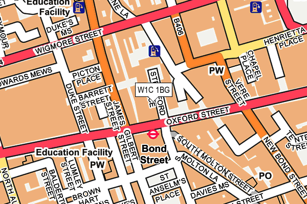 W1C 1BG map - OS OpenMap – Local (Ordnance Survey)