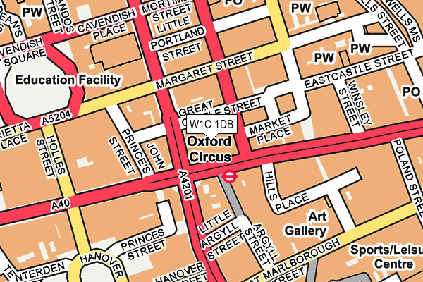 W1C 1DB map - OS OpenMap – Local (Ordnance Survey)