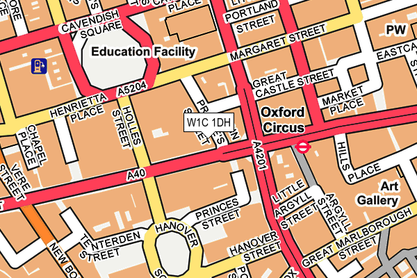 W1C 1DH map - OS OpenMap – Local (Ordnance Survey)