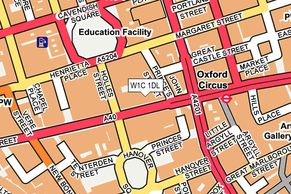 W1C 1DL map - OS OpenMap – Local (Ordnance Survey)