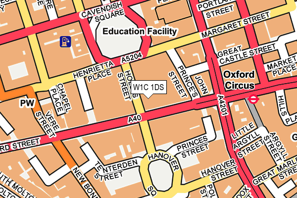 W1C 1DS map - OS OpenMap – Local (Ordnance Survey)