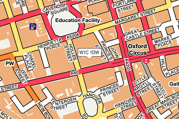 W1C 1DW map - OS OpenMap – Local (Ordnance Survey)