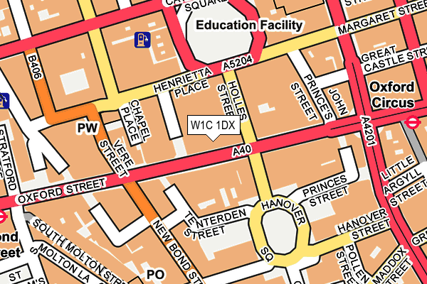 W1C 1DX map - OS OpenMap – Local (Ordnance Survey)