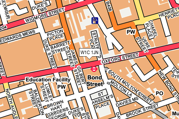 W1C 1JN map - OS OpenMap – Local (Ordnance Survey)