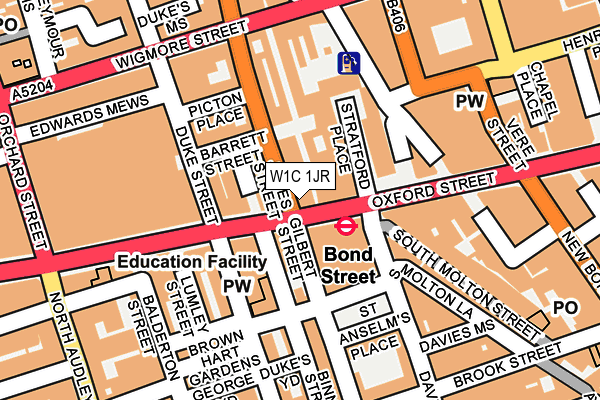 W1C 1JR map - OS OpenMap – Local (Ordnance Survey)